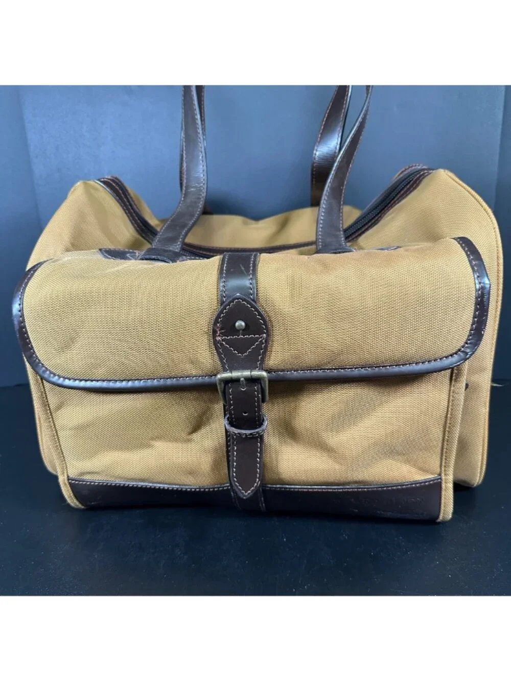 Vintage POLO Ralph Lauren Safari Canvas Leather Travel Bag Weekender Duffle
